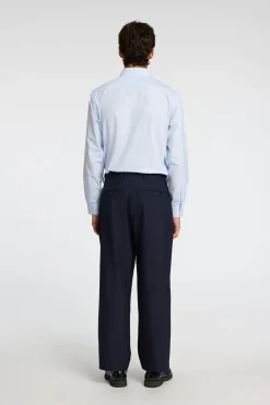 Selected Camisa de manga larga de vestir 100% algodón Azul Hot