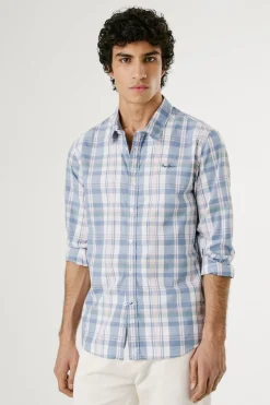 Pepe Jeans Camisa de manga larga de cuadros azul Discount