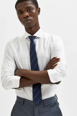 Selected Camisa de manga larga de vestir 100% algodón Blanco Best