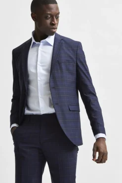 Selected Camisa de manga larga de vestir 100% algodón regular fit Azul Outlet