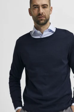 Selected Camisa de manga larga de vestir 100% algodón Azul Sale