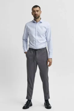 Selected Camisa de manga larga de vestir 100% algodón Azul Sale