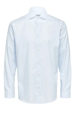 Selected Camisa de manga larga de vestir 100% algodón Azul Sale
