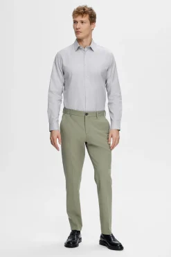 Selected Camisa de manga larga de vestir 100% algodón Azul marino Hot