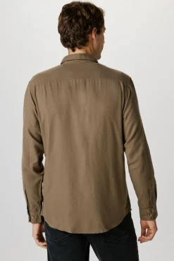 Selected Camisa de manga larga slim fit Marr&oacute;n Outlet