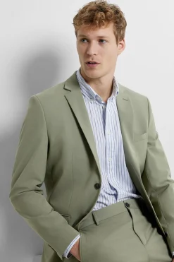 Selected Camisa de manga larga Slim Fit confeccionada con algodón reciclado Estampado blanco Outlet