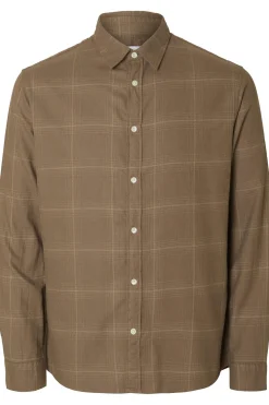 Selected Camisa de manga larga slim fit Marr&oacute;n Clearance