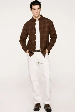 Selected Camisa de manga larga slim fit Marr&oacute;n Online