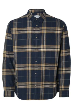 Selected Camisa de manga larga slim fit Azul oscuro Outlet