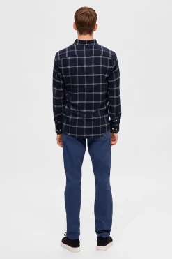 Selected Camisa de manga larga slim fit Azul Clearance