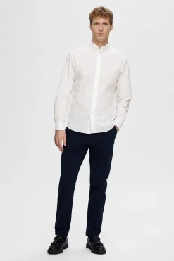 Selected Camisa de manga larga Slim Fit confeccionada con algodón reciclado Blanco Online