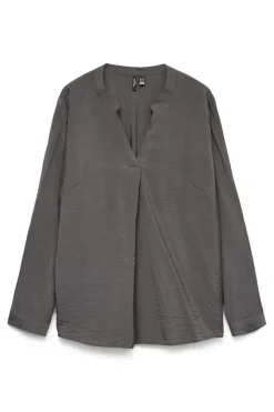 Vero Moda Curve Camisa de manga larga y cuello pico Curve Gris oscuro Best