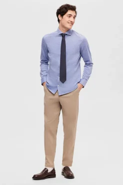 Selected Camisa de piqué 100% algodón Azul Hot