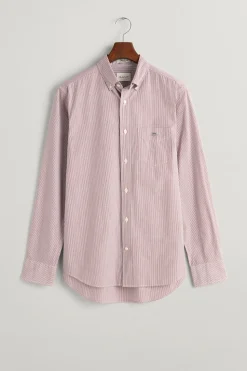 Gant Camisa de popelín a rayas de corte regular Coral Hot
