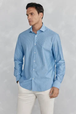 Pedro del Hierro Camisa de punto de rayas Azul New