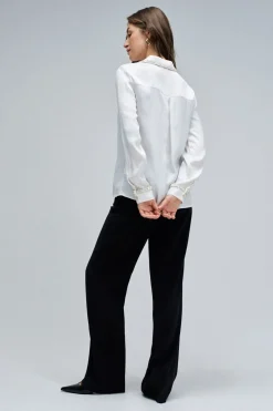 Salsa Jeans Camisa de satén en tweed Blanco Discount