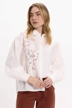 Vila Camisa de viscosa y algodón con encaje Blanco Best