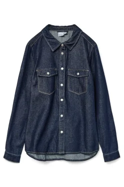 Vero Moda Camisa denim con bolsillos en el pecho Azul marino Sale