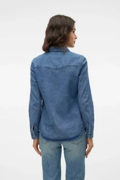 Vero Moda Camisa denim con bolsillos en el pecho Azul Best