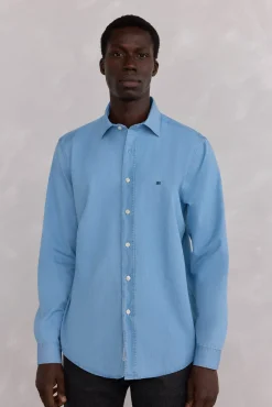 Pedro del Hierro Camisa denim tejido italiano Azul New