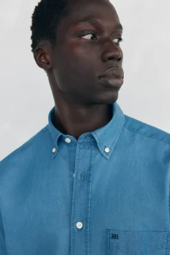 Pedro del Hierro Camisa denim tejido italiano Azul Best