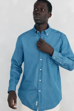 Pedro del Hierro Camisa denim tejido italiano Azul Best