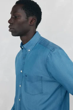 Pedro del Hierro Camisa denim tejido italiano Azul Best