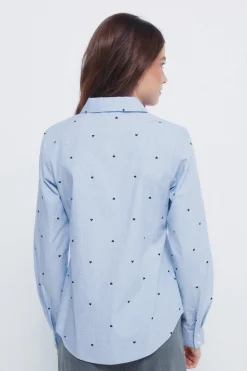 Springfield Camisa detalles bordados azul Hot