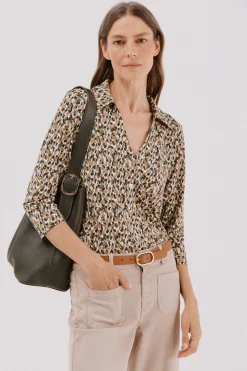 Cortefiel Camisa elástica botones Estampado blanco Discount