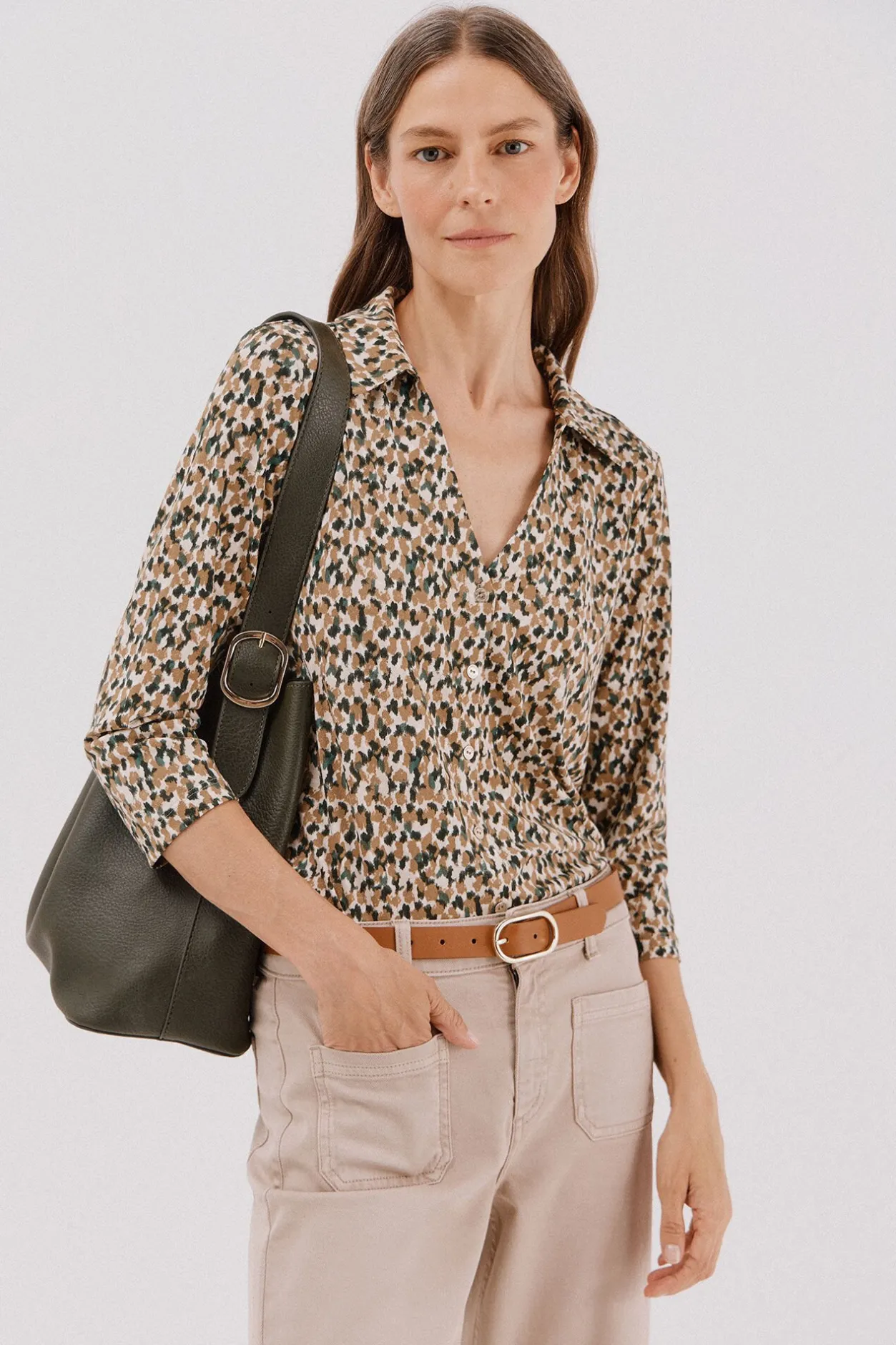 Cortefiel Camisa elástica botones Estampado blanco Discount