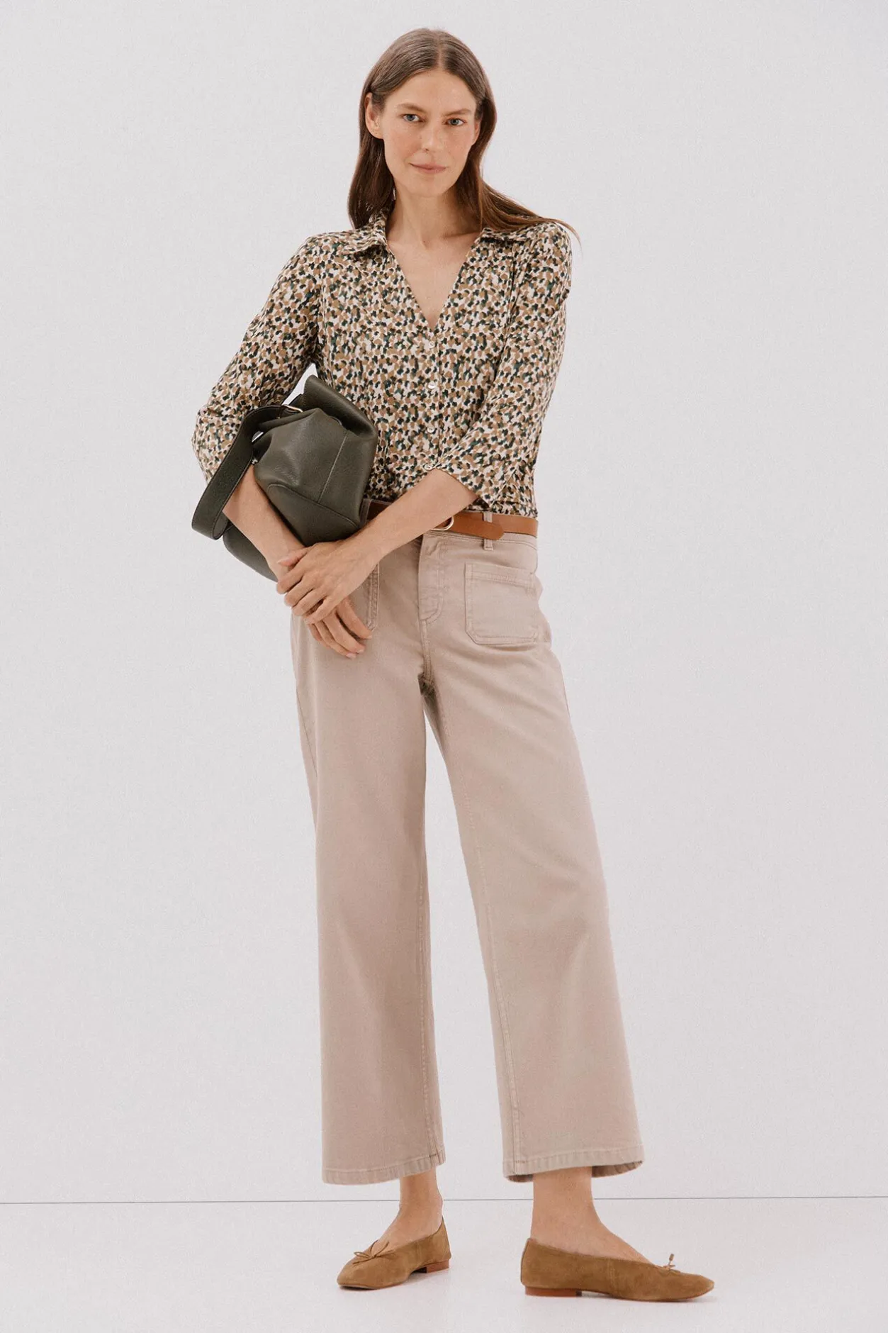 Cortefiel Camisa elástica botones Estampado blanco Discount