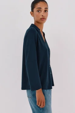 Cortefiel Camisa elástica botones Azul marino