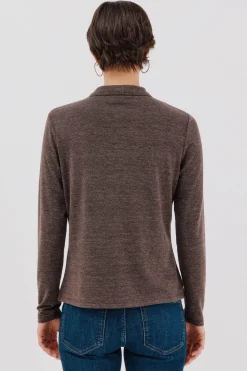 Cortefiel Camisa elástica botones Marr&oacute;n oscuro Online