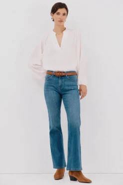 Cortefiel Camisa elástica botones Marfil Clearance