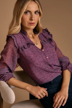 Polín Et Moi Camisa estampada volantes Idalia Rosa