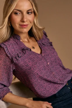 Polín Et Moi Camisa estampada volantes Idalia Rosa