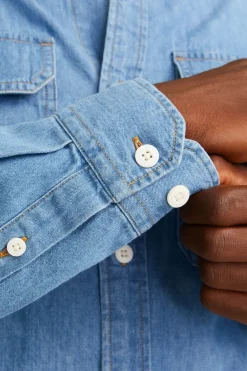 Jack & Jones Camisa estilo sarga azul Discount