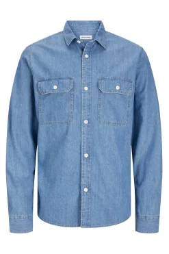 Jack & Jones Camisa estilo sarga azul Discount