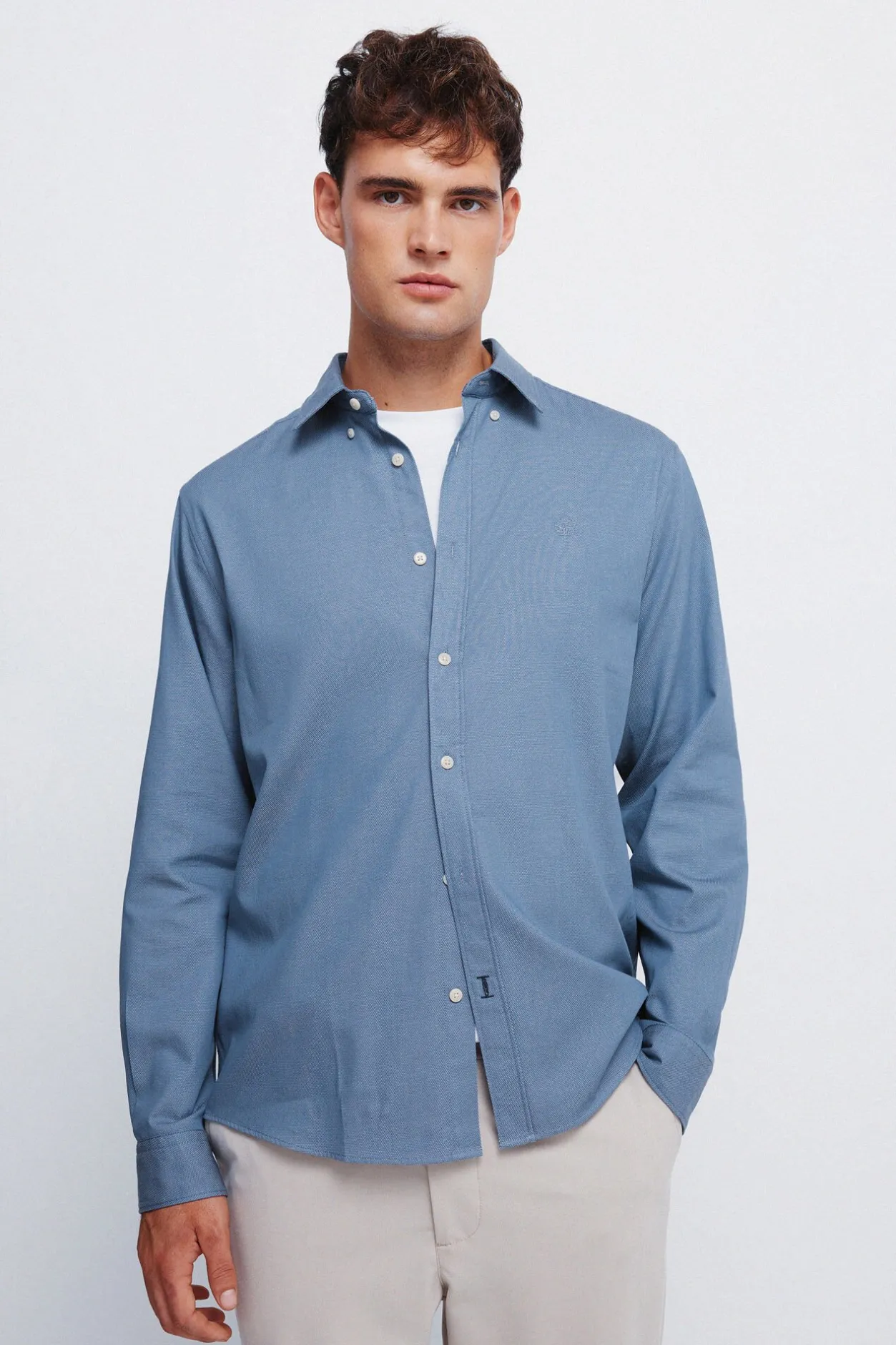 Springfield Camisa estructura bicolor azul Online