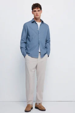 Springfield Camisa estructura bicolor azul Online