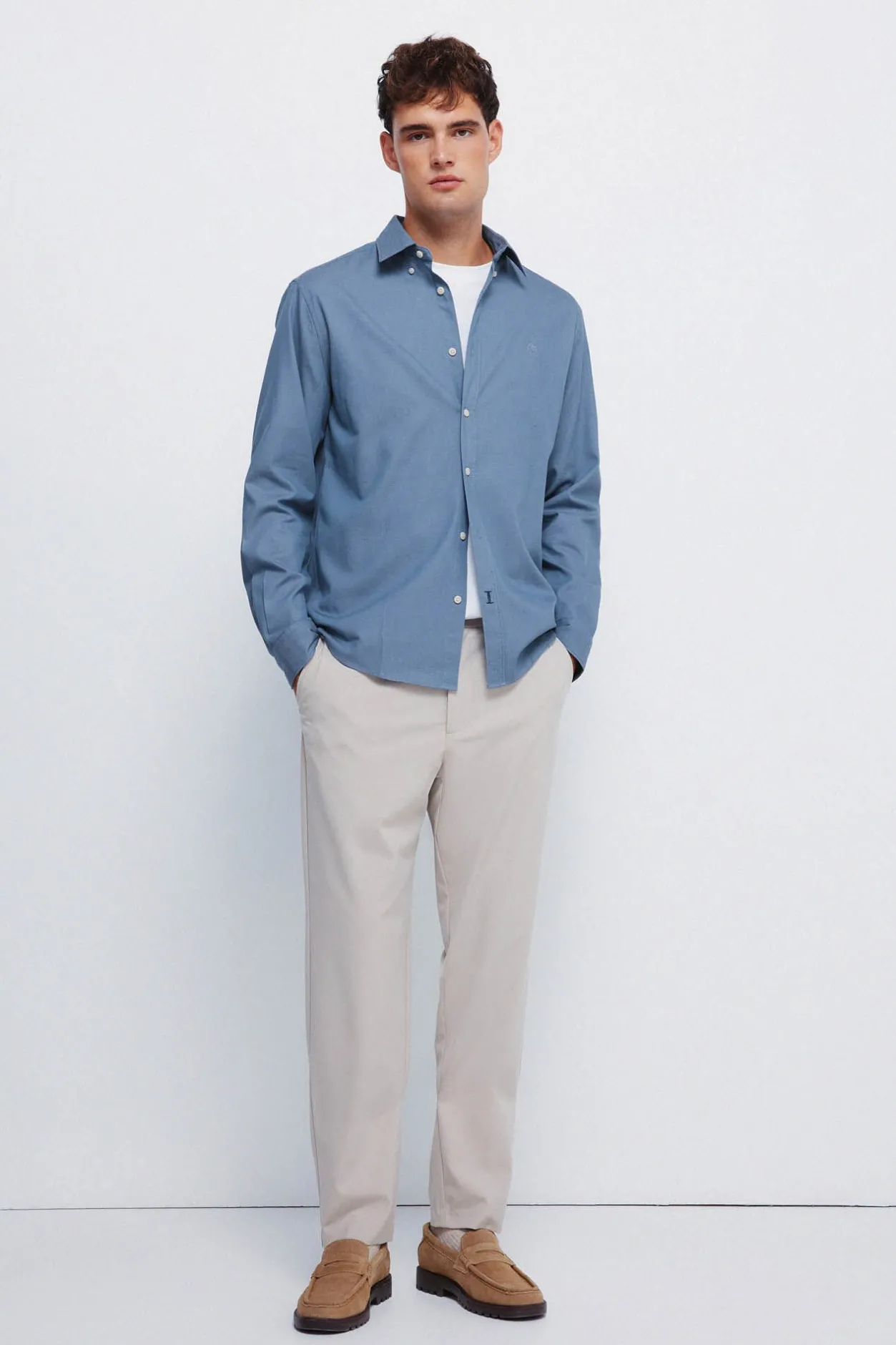 Springfield Camisa estructura bicolor azul Online