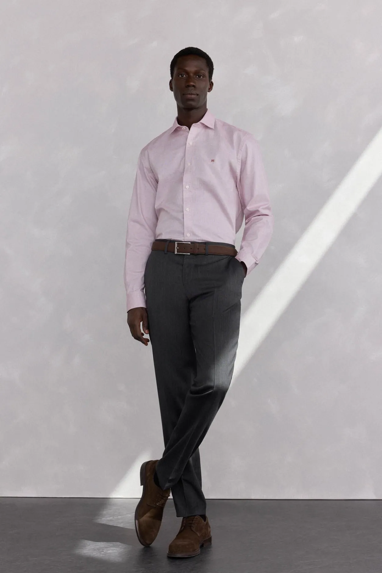 Pedro del Hierro Camisa estructura fácil plancha + anti olor regular fit Rosa Online