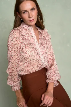 Polín Et Moi Camisa flores Minna Estampado granate New