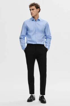 Selected Camisa formal de vestir Slim Fit confeccionada con algodón orgánico. Azul Sale
