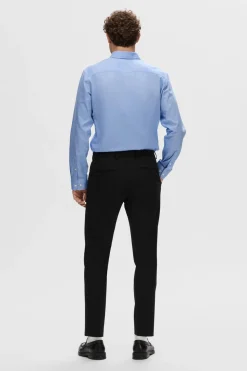 Selected Camisa formal de vestir Slim Fit confeccionada con algodón orgánico. Azul Sale