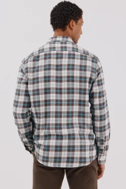 Cortefiel Camisa franela cuadros Turquesa Clearance