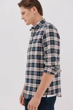 Cortefiel Camisa franela cuadros Azul marino