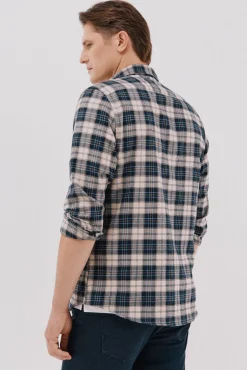 Cortefiel Camisa franela cuadros Azul marino