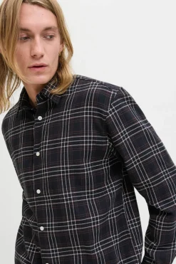 Jack & Jones Camisa franela cuadros negro Sale