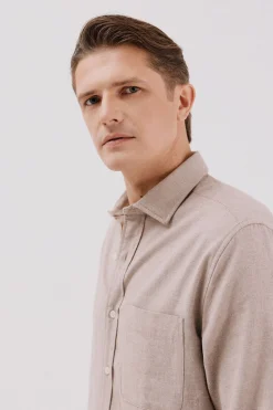 Cortefiel Camisa franela espiga Beige Online